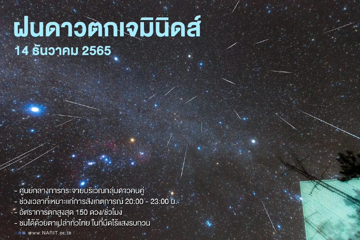 ฝนดาวตกเจมินิดส์ 14 ธ.ค. นี้ 