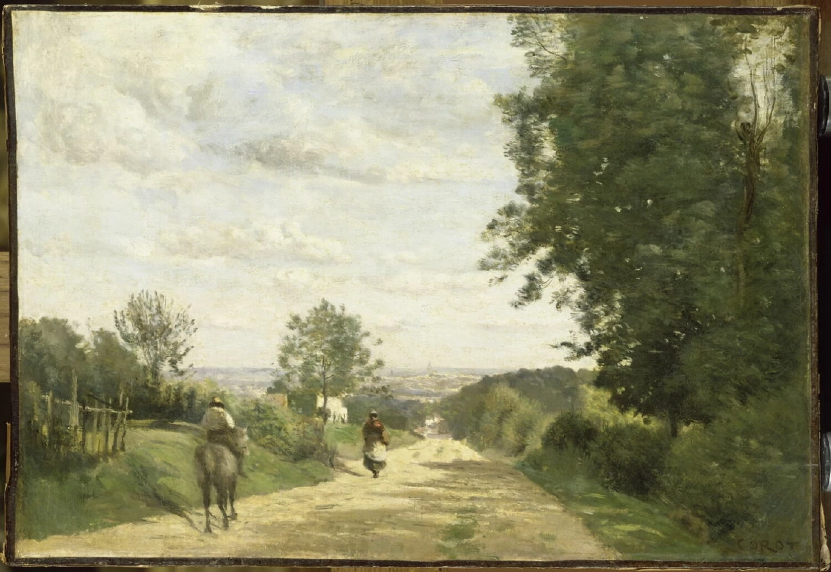 ภาพวาด Le Chemin de Sevres ของ Jean Baptiste-Camille Corot ขนาดเล็ก Cr.wikipedia common