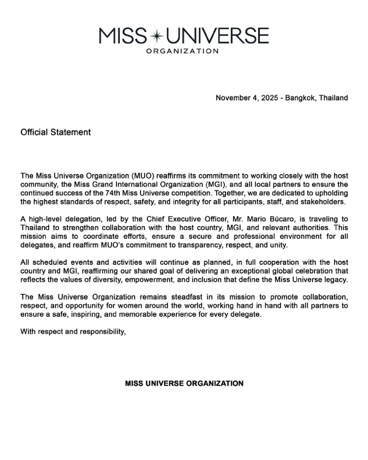 ผู้เข้าประกวด Miss Universe 2025 วอร์คเอาท์ ปมอ้างถูก \'ณวัฒน์\' พูดว่า \'โง่\'