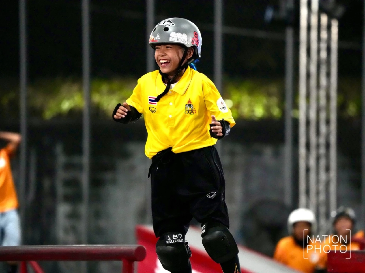 "น้องมินิ" จันทร์เก้า อุดมเพ็ญ เหรียญทอง สเก็ตบอร์ด สตรีทหญิง วัย 10 ขวบ  Credir ภาพ Nation Photo 