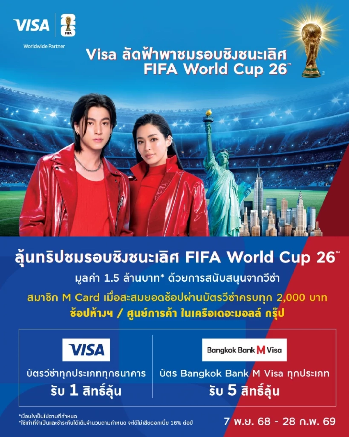 เดอะมอลล์ กรุ๊ป-วีซ่า ชวนลูกค้าลุ้นตั๋วไปดูนัดชิง FIFA WORLD CUP 26 ที่สหรัฐฯ