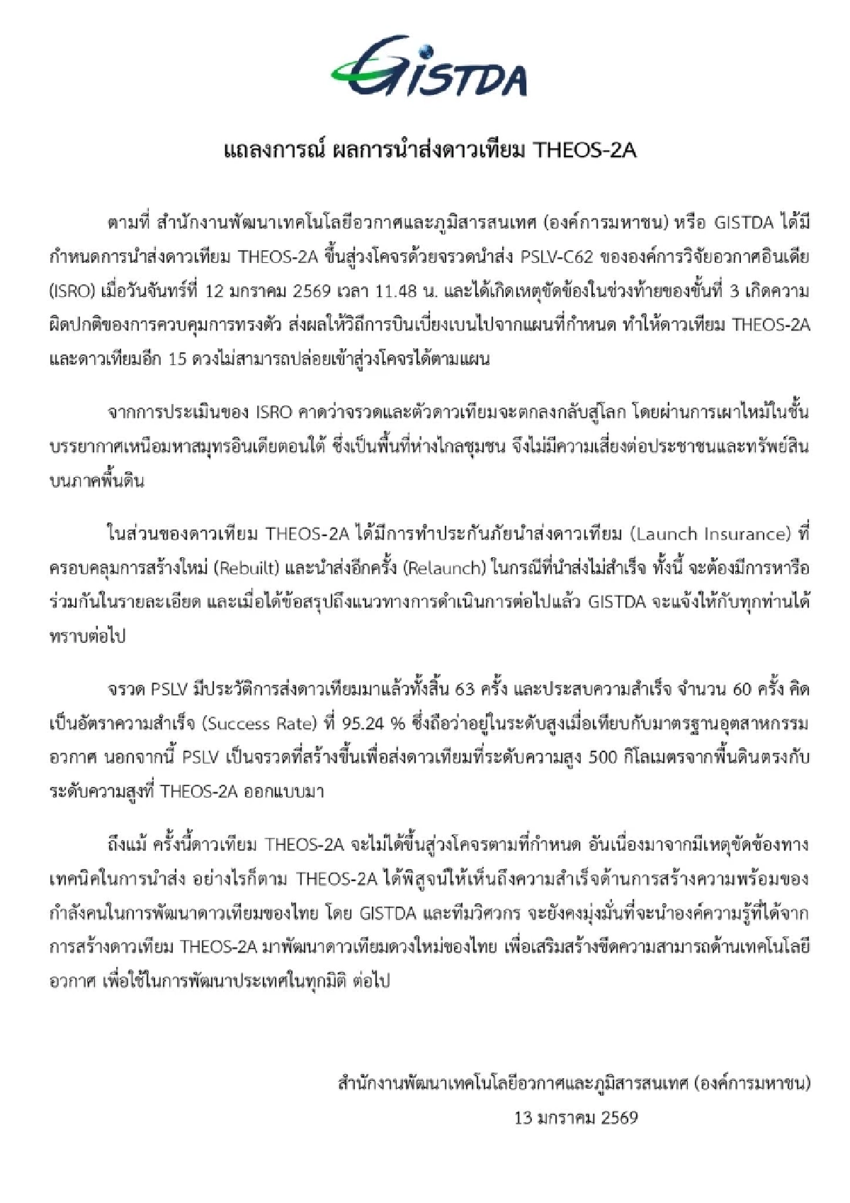 ถอดบทเรียน THEOS-2A ล้มเหลว ส่งดาวเทียมไม่ถึงวงโคจร แต่ได้องค์ความรู้มากมาย