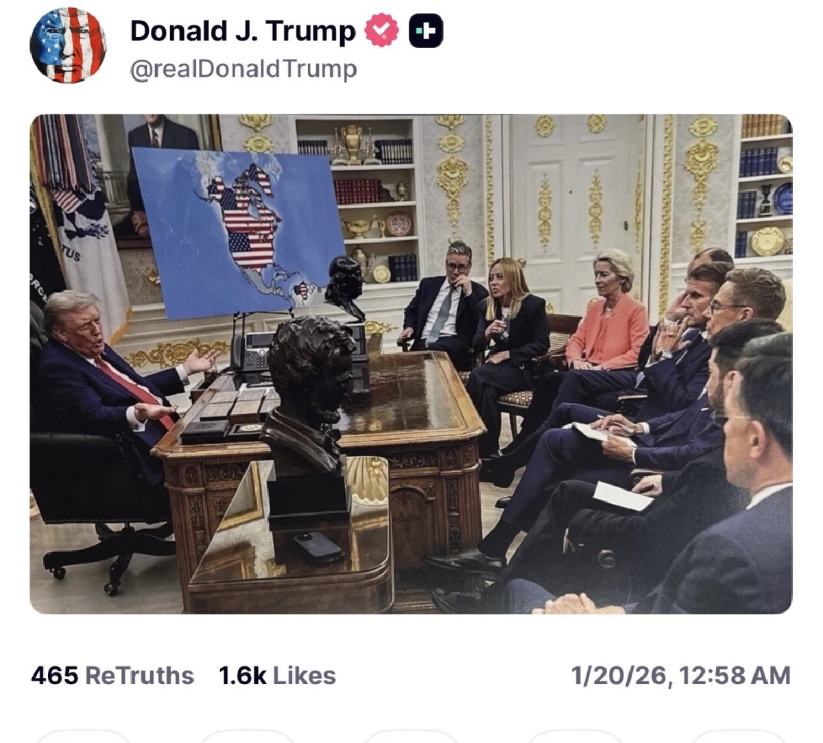 ทรัมป์ ย้ำเป้าหมายยึดครอง ‘กรีนแลนด์’ ถอยไม่ได้แล้ว แถมปั่นด้วยภาพ AI