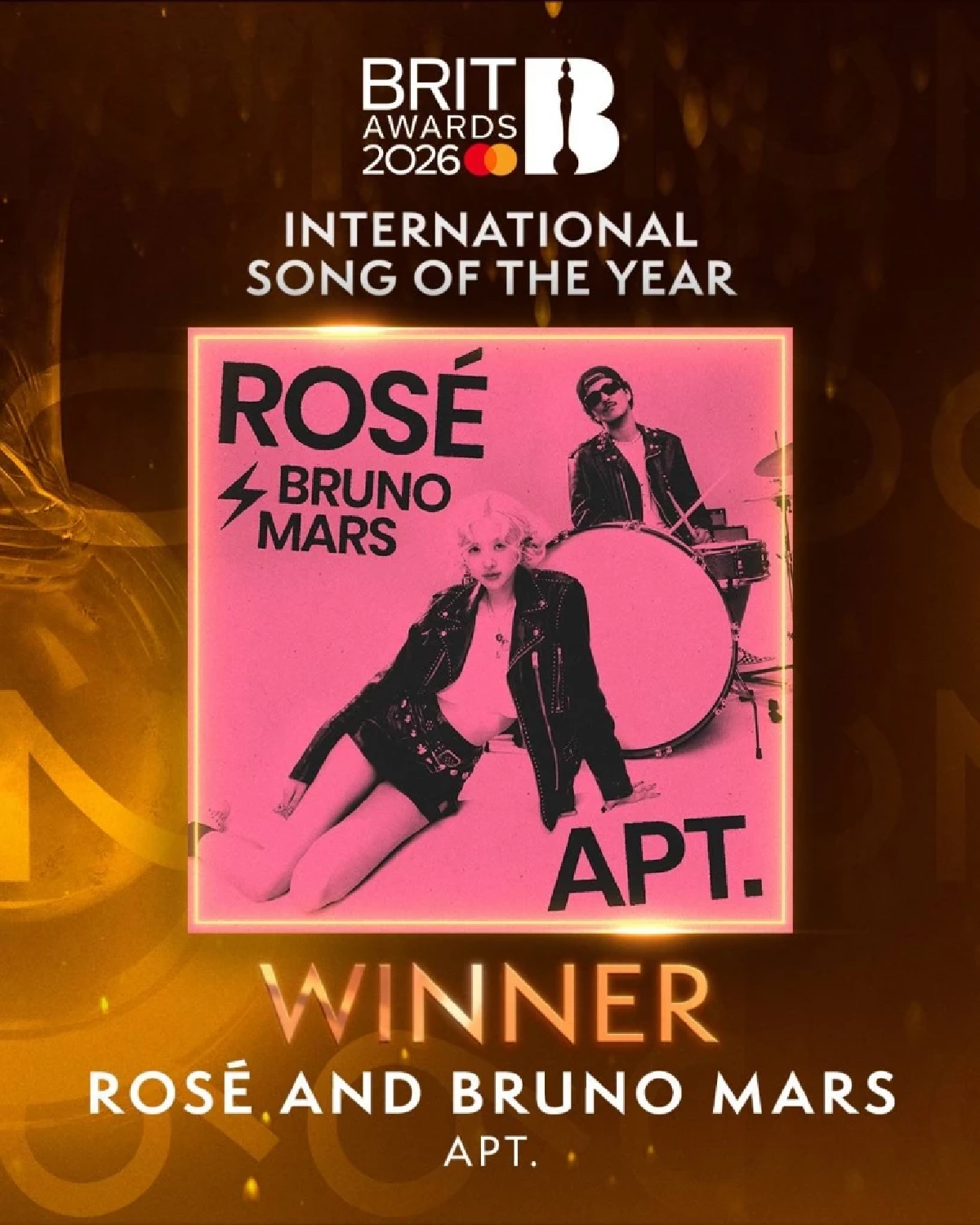 'โรเซ่' คว้าเพลงสากลแห่งปี BRIT Awards 2026 สร้างตำนาน K-Pop คนแรกในประวัติศาสตร์