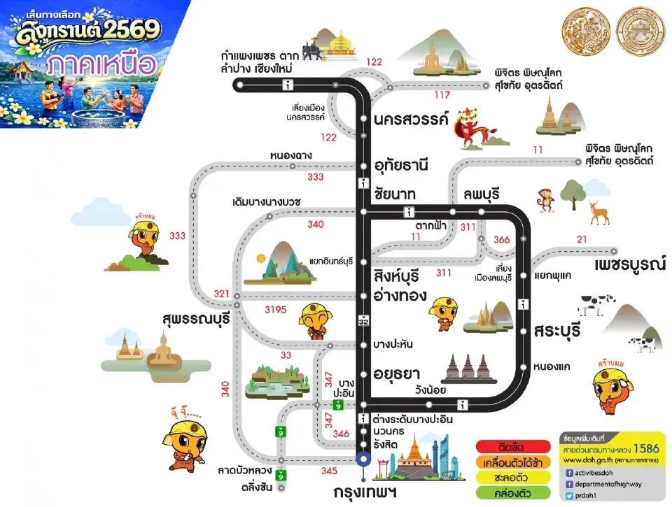 เส้นทางเลี่ยงรถติด กรุงเทพฯ - ภาคเหนือ