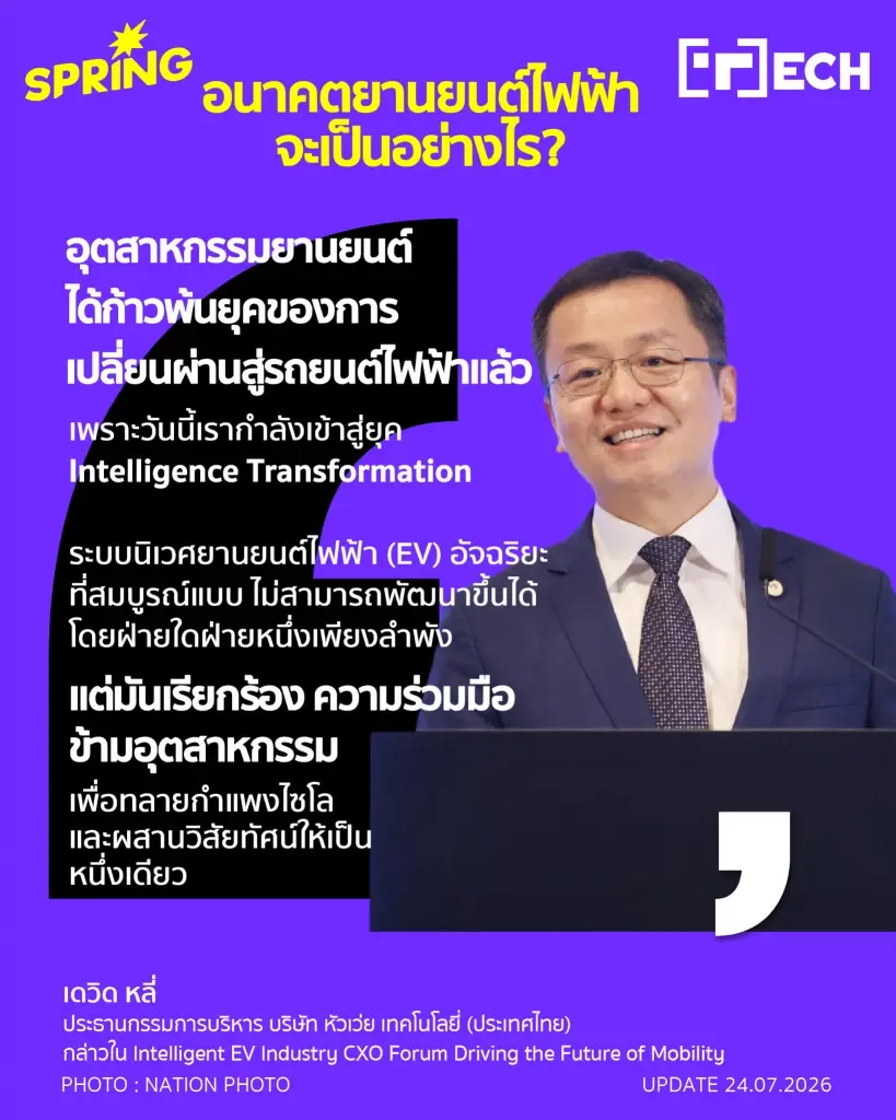 หัวเว่ย (huawei) ชี้อนาคตยานยนต์ไฟฟ้าไทยกำลังเปลี่ยนผ่านสู่ยุคอัจฉริยะ