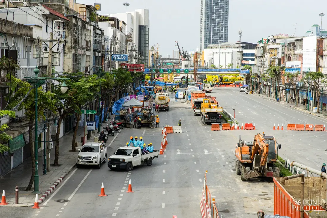 น้ำรั่วอุโมงค์รถไฟฟ้าสายสีม่วง คาดใช้เวลา 7-12 วัน อุดสำเร็จ!