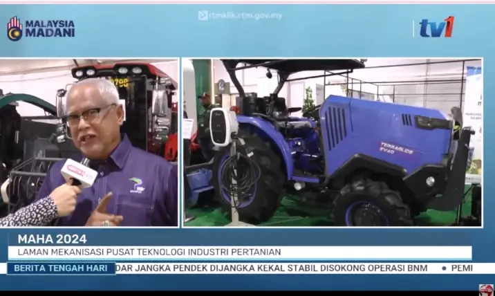 ภาพข่าวสถานีโทรทัศน์ Berita RTM มาเลเซีย ขณะสัมภาษณ์รัฐมนตรี/ผู้บริหารหน้ารถ Terra Glide EV 
