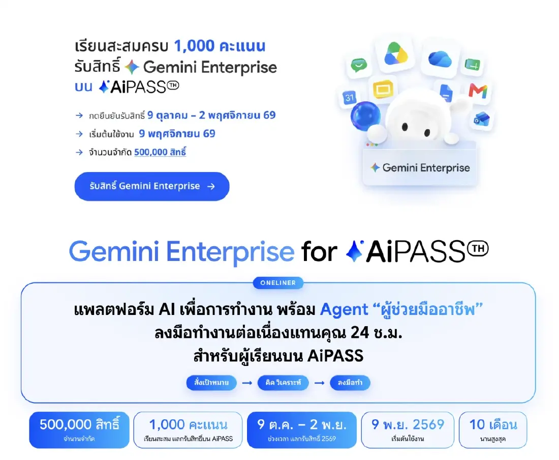 เปิดสเปก 'Human Intelligence x Google' Gemini Enterprise ปลดล็อกลิมิต AI จัดเต็มโควตาใช้งาน