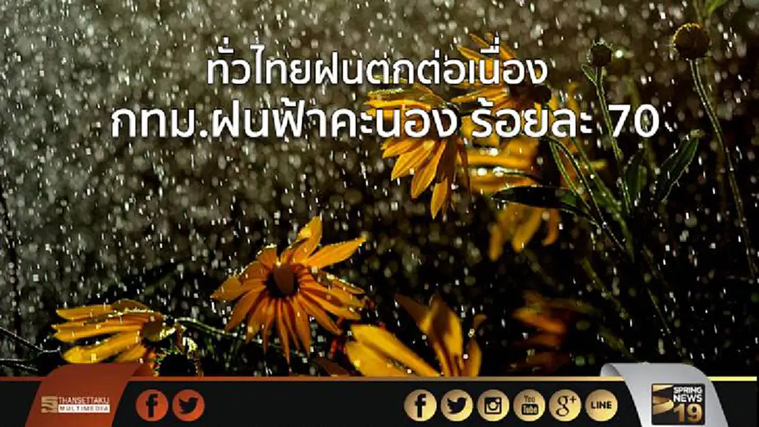 อุตุฯ เผย ทั่วไทยฝนตกต่อเนื่อง กทม.ฝนฟ้าคะนอง ร้อยละ 70 อุตุฯ เผย ทั่วไทยฝนตกต่อเนื่อง กทม.ฝนฟ้าคะนอง ร้อยละ 70
