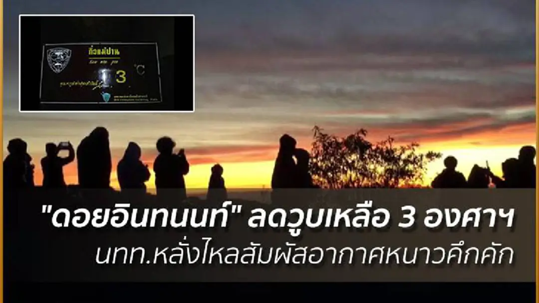 "ดอยอินทนนท์" ลดวูบเหลือ 3 องศาฯ นทท.หลั่งไหลสัมผัสอากาศหนาว "ดอยอินทนนท์" ลดวูบเหลือ 3 องศาฯ นทท.หลั่งไหลสัมผัสอากาศหนาว