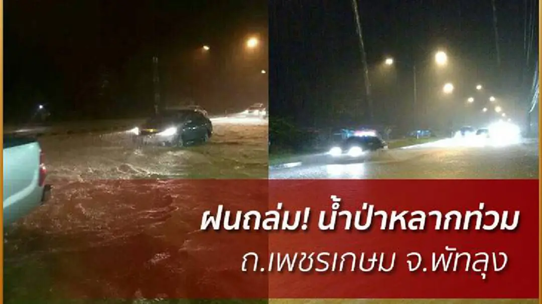 ด่วน! น้ำป่าจากเขาบรรทัดหลากท่วมถ.เพชรเกษม จ.พัทลุง ด่วน! น้ำป่าจากเขาบรรทัดหลากท่วมถ.เพชรเกษม จ.พัทลุง