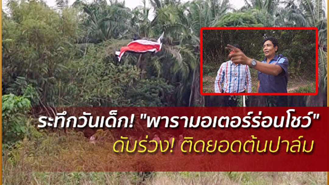 ระทึกวันเด็ก! "พารามอเตอร์ร่อนโชว์" ดับร่วง! ติดยอดต้นปาล์ม