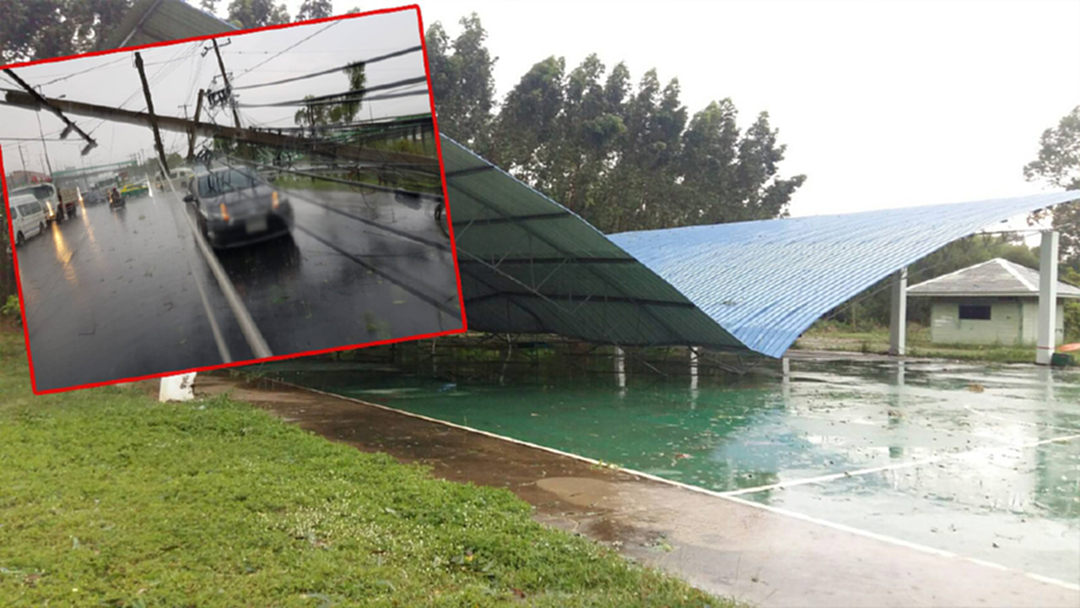 พายุถล่ม! 10 จังหวัด "ปทุมฯ" เสาไฟฟ้าล้ม เจ็บ 7 "ปราจีนฯ" โดมอาคารกีฬา พังยับ! พายุถล่ม! 10 จังหวัด "ปทุมฯ" เสาไฟฟ้าล้ม เจ็บ 7 "ปราจีนฯ" โดมอาคารกีฬา พังยับ!