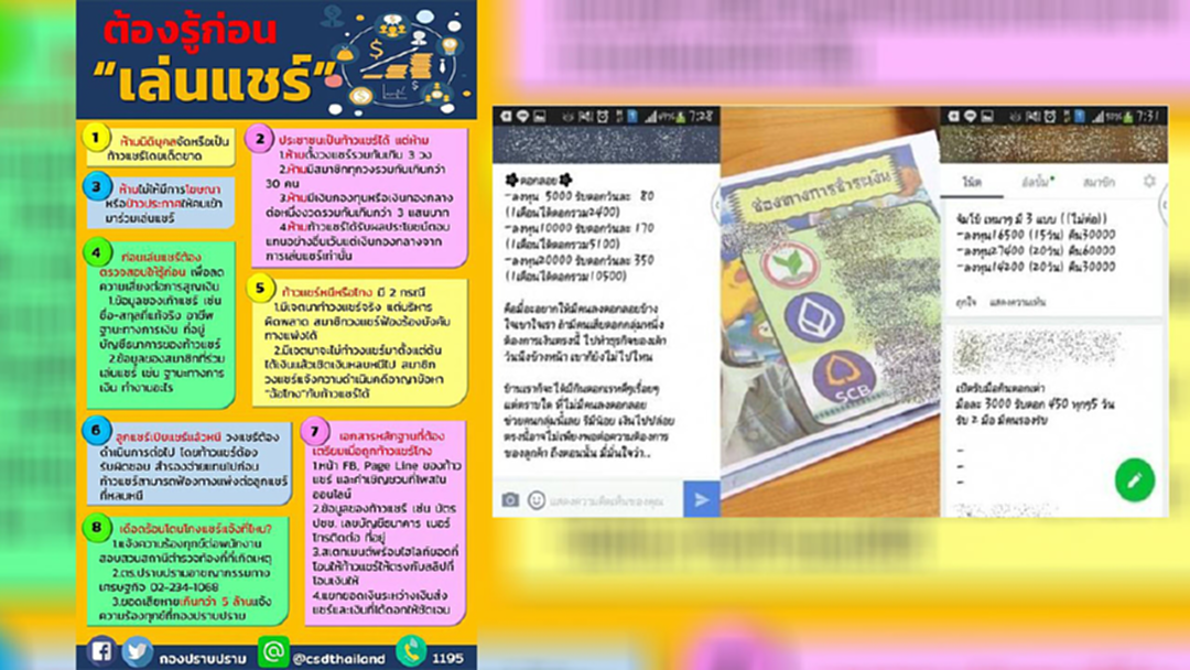 กองปราบ ออกข้อเตือนภัยให้ระวังก่อนเล่นแชร์ กองปราบ ออกข้อเตือนภัยให้ระวังก่อนเล่นแชร์