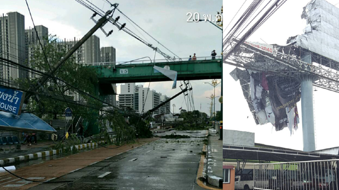 ฝนถล่มกรุงฯอย่างหนัก ลมแรงพัดเสาไฟฟ้าย่านนนทบุรีล้มระนาว ฝนถล่มกรุงฯอย่างหนัก ลมแรงพัดเสาไฟฟ้าย่านนนทบุรีล้มระนาว
