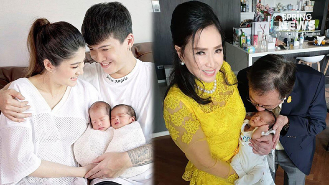 "ย่าปุ๊ก อาภัสรา" เคาะชื่อจริง "มีก้า-มีญ่า" ลูกแฝดของ "ป๊อก -มาร์กี้" [คลิป]