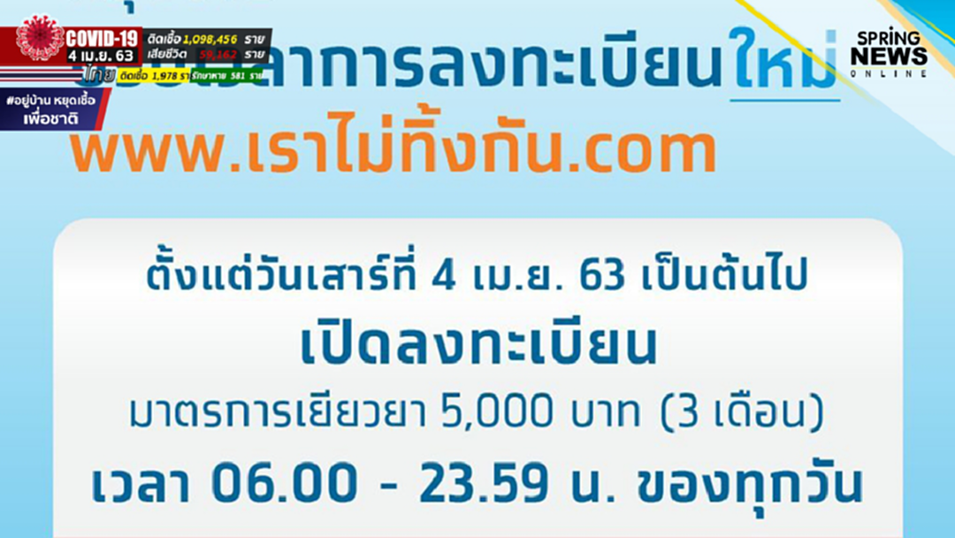 www.เราไม่ทิ้งกัน.com ลงทะเบียน 4 เม.ย. 63 เวลา 06.00 - 23.59 น. www.เราไม่ทิ้งกัน.com ลงทะเบียน 4 เม.ย. 63 เวลา 06.00 - 23.59 น.