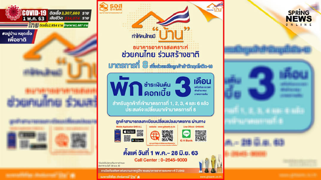 ธอส.เปิดตัวมาตรการที่ 8 พักชำระหนี้ 3 เดือน สำหรับลูกค้าที่เคยลงทะเบียนมาตรการที่ 1, 2, 3, 4 และ 6 ธอส.เปิดตัวมาตรการที่ 8 พักชำระหนี้ 3 เดือน สำหรับลูกค้าที่เคยลงทะเบียนมาตรการที่ 1, 2, 3, 4 และ 6