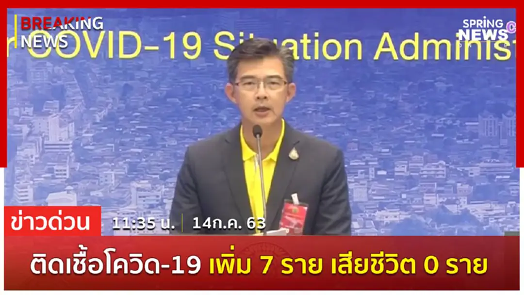 Breaking News : ผู้ติดเชื้อรายใหม่ 7 ราย ไม่มีเสียชีวิตเพิ่ม ยอดติดเชื้อสะสม 3,227 ราย Breaking News : ผู้ติดเชื้อรายใหม่ 7 ราย ไม่มีเสียชีวิตเพิ่ม ยอดติดเชื้อสะสม 3,227 ราย