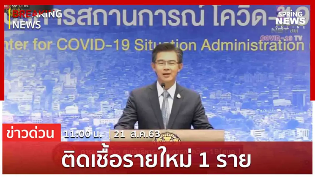 Breaking News : ผู้ติดเชื้อรายใหม่ 1 ราย ไม่มีเสียชีวิตเพิ่ม ยอดติดเชื้อสะสม 3,390 ราย Breaking News : ผู้ติดเชื้อรายใหม่ 1 ราย ไม่มีเสียชีวิตเพิ่ม ยอดติดเชื้อสะสม 3,390 ราย