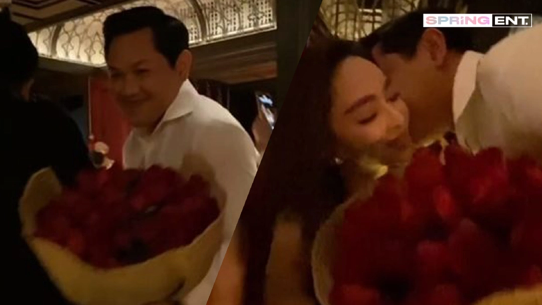 ป๊อป นิธิ โชว์หวานมอบดอกไม้ช่อโตเซอร์ไพรส์วันเกิด เป้ย ปานวาด