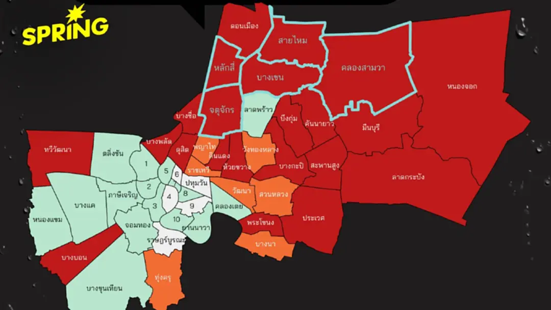 เทียบแผนที่น้ำท่วมกรุงเทพฯ ปี 54 VS 69 รอดตรงไหนใน 50 เขต เทียบแผนที่น้ำท่วมกรุงเทพฯ ปี 54 VS 69 รอดตรงไหนใน 50 เขต